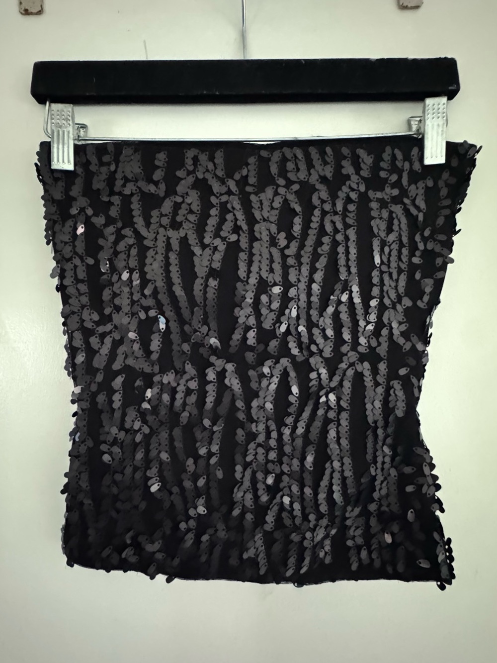 Strapless Black Sequin Crop Top - Evening Glam Size 6 - Picture 5 of 8